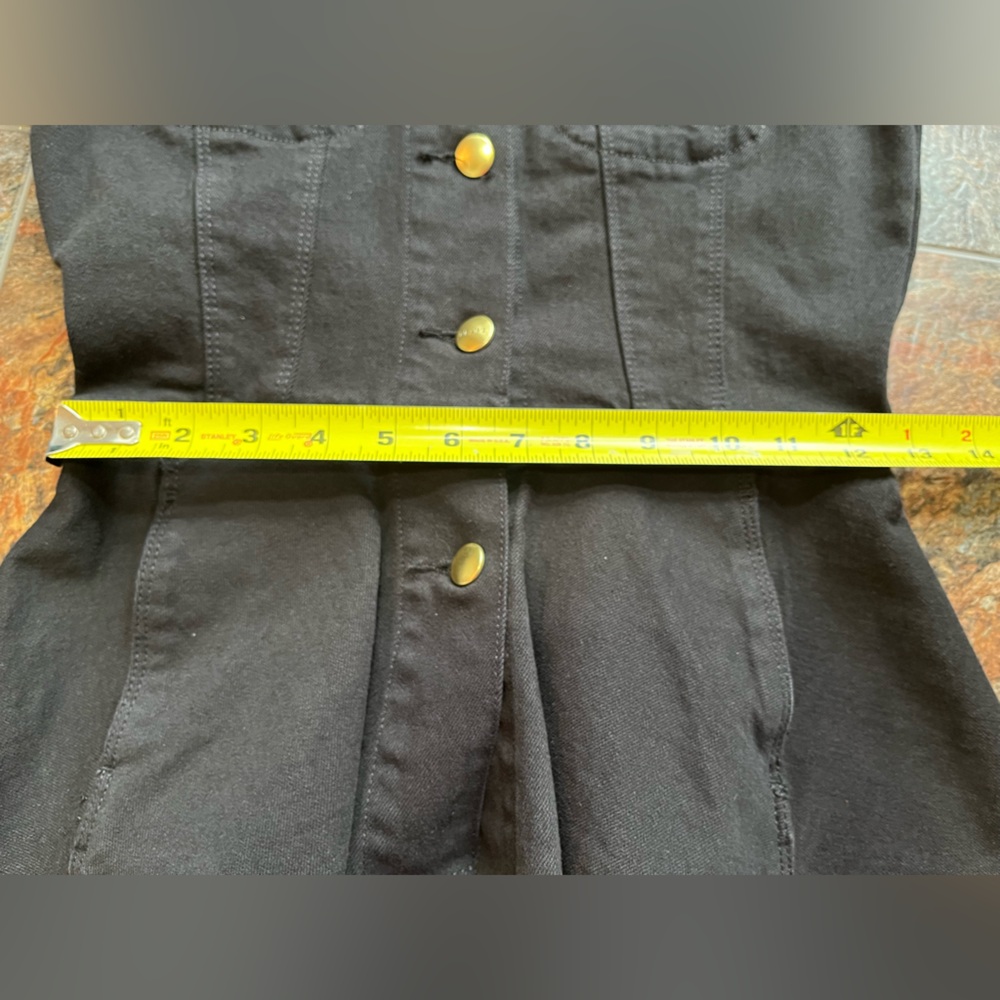 Frame black denim flounce peplum slim fit metal button jean jacket. Size XXS - Picture 13 of 16